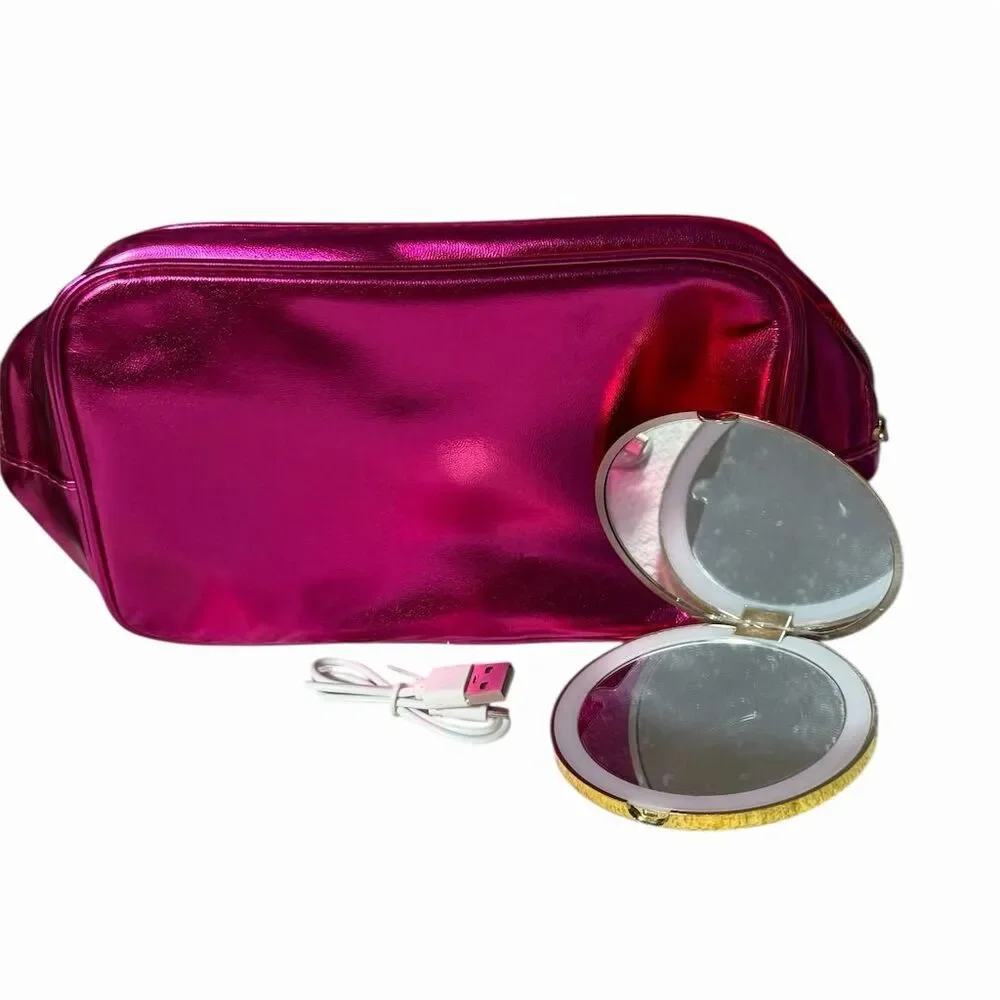 Ipsy Metallic Makeup Bag with LED Compact Mirror